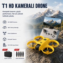 Hızlı Store Sarı T1 Hd Kameralı  360° Dönüşlü Taşınabilir Kompakt Drone