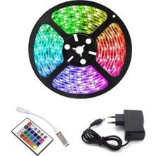 İyisi Var Rgb Şerit 5 Metre 16 Renkli Kumandalı Adaptörlü Çift Taraflı Bant