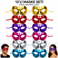 İyisi Var 12'li Metalik Venedik Toptan Parti Maskesi Seti – 6 Renk Karışık ELK-COMPLEX3421