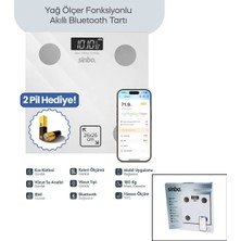 İyisi Var Baskül Beyaz Yağ Ölçer Akıllı Bluetooth Cam Baskül