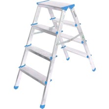 İyisi Var 4+4 Çift Basamaklı Alüminyum Metal Merdiven Yükseklik = 92CM Baş Genişlik = 8cm