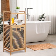 Erdo Ticaret 2 Organizer Raflı Ahşap Bambu Çek-Aç Kirli Sepeti