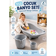 Funny Life 3'lü Çocuk Banyo Seti Bebek Küveti Kova Maşrapa Bpa Free Banyo Seti