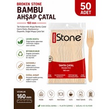 Prozirve Broken Stone Tek Kullanımlık Bambu Ahşap Çatal 50 Adet 160 mm Çevre Dostu