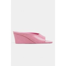 Nişantaşı Shoes Allison Pembe Rustik Desenli Dolgu Topuklu Kadın Terlik