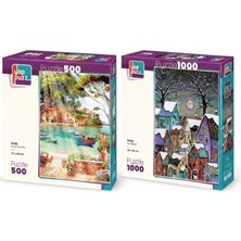 Farbu Oyuncak Kar Masalı ve Güne Merhaba Ikili Set - 1000 + 500 Parça Ikili Puzzle Seti