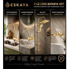 Eshome Kca Gold Altın Kare Robot Duş Seti, Banyo, Mutfak Eviye ve Lavabo Bataryası Musluğu 4'lü Set
