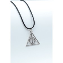 IDR Harry Potter Ölüm Yadigarları Üçgen Gümüş Kaplama Deri İp Kolye