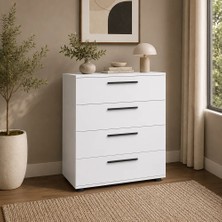 adore mobilya White 4 Çekmeceli Şifonyer - Mat Beyaz 65X78X41 cm (Gxyxd)