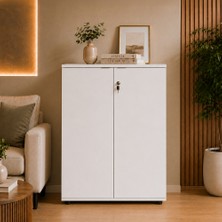 Adore Rio Ofis 3 Raflı Kapaklı Kitaplık - Diamond Beyaz