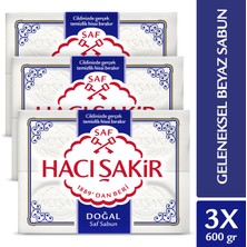 Hacı Şakir Doğal Saf Beyaz Banyo Sabunu 3'lü Paket 600 gr Geleneksel Formül Ferahlatıcı