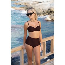 Gd Goldoremi 2529-950 Kadın Drapeli Kaplı Straplez Bikini Yüksel Bel Takım