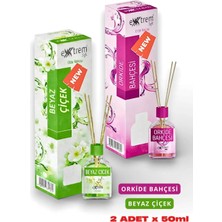 Extrem Beyaz Çiçek Bambu Oda Kokusu 50 Ml+ Orkide Bambu Oda Kokusu 50 ml