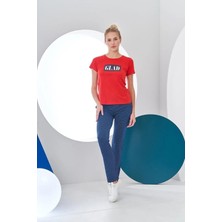 Pjs Kadın Glad Baskılı Kısa Kollu Spor Pijama Takım
