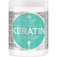 Kallos Cosmetics Keratin Saç Maskesi 1000 ml Kuru ve Hasarlı Saçlar İçin Yenileyici Süt Proteini