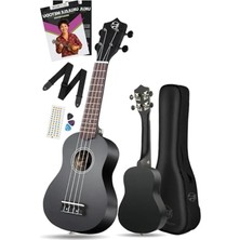 Die Grup Siyah Soprano Ukulele Seti, Gül Ağacı Detaylar ile Zengin Ses