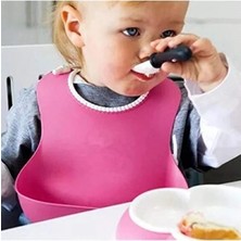 Die Grup Dökülme Engelleyici Silikon Bebek Mama Önlüğü - Pembe