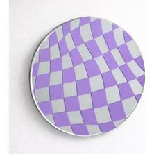 Ortakçı Design Echo Deco Mor Kare Desenli Baskılı Yuvarlak Dekoratif Ayna 15 x 15