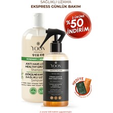 Yoon 2'li Vegan Saç Spreyi - Biberiye Şampuanı - 7 Doğal Aktif - Keratin ve Kolajen İçeren - Saç Bakım Seti