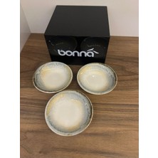Bonna 3'lü Knidos Gourmet Çukur Tabak 9 cm Sos/meze/kahvaltı/reçel/aperatif