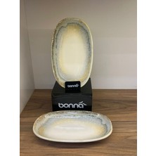 Bonna 2'li Knidos Gourmet Oval Kayık Tabak 24*14 cm 430 cc Sos/meze/kahvaltı/reçel/aperatif