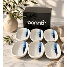 Bonna 6'lı Blue Wave Hygge 10CM Hygge Oval Servis Sos/meze/kahvaltı/reçel/aperatif