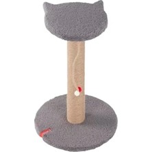 Die Grup Gri Peluş Kaplı Kedi Tırmalama Tahtası, Oyuncaklı ve Fonksiyonel