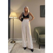 Sorvella Wear Kadın Ithal Doubleface Pileli Yüksek Bel Kumaş Pantolon