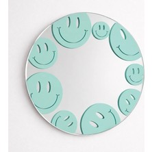 Ortakçı Design Echo Deco Mavi Gülücük Desenli Baskılı Yuvarlak Dekoratif Ayna 15*15