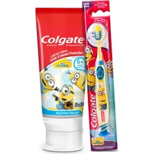 Colgate Minions 6+ Yaş Florürlü Çocuk Diş Macunu 50 ml ve Ekstra Yumuşak Vakum Saplı Diş Fırçası Seti – Çürük Önleyici