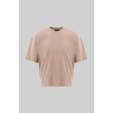 Machinist Erkek Basic Pamuklu Crop Oversize Tişört Taş