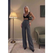 Sorvella Wear Kadın Ithal Doubleface Pileli Yüksek Bel Kumaş Pantolon