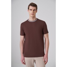 Morven  Erkek Kahve Trend Rayon Bisiklet Yaka Dinamik Fit Tshirt