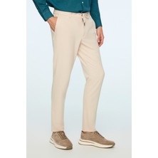 Morven  Erkek Bej Poliviskon Trend Düz Slim Fit Jogger Pantolon