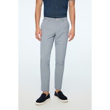 Morven  Erkek Lacivert Poliviskon Trend Desenli Slim Fit Lastikli Pantolon