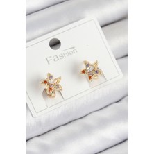 Clariss Pirinç Zirkon Taşlı Yıldız Model Gold Renk Çocuk Küpe