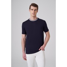Morven  Erkek Lacivert Trend Rayon Bisiklet Yaka Dinamik Fit Tshirt