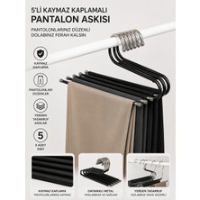 5'li Kaymaz Kaplamalı Pantolon Askısı | Paslanmaz Metal Dolap Düzenleyici Pantolon, Eşarp, Şal ve Havlu Askısı