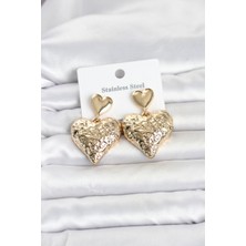 Clariss 316L Çelik Gold Renk Kalp Model Kadın Küpe