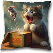 Polybotum 1 Adet Fantastik Kedi & Fare Peluş Yastık Kılıfı 44.96CM x 44.96CM - Fransız Tarzı