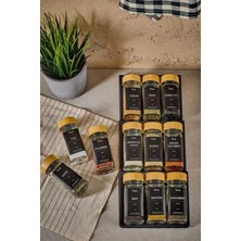 Empressco Şeffaf Bambu Baharatlık 12'li 120ML, Siyah Yazılı, Şık ve Fonksiyonel