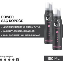 Taft Power Kaşmir Saç Köpüğü - Uzun Süre Kalıcı Tutuş ve Hacim, 2×150 ml, Kuru ve Yıpranmış Saçlar İçin İdeal
