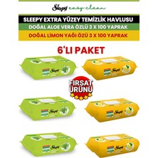 Sleepy Extra Yüzey Temizlik Havlusu Doğal Aloe Vera Özlü / Doğal Limon Yağı Özü 6X100 Yaprak