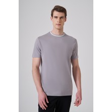 Morven  Erkek Gri Trend Rayon Bisiklet Yaka Dinamik Fit Tshirt