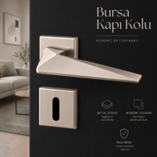 Badem10 Bursa İnox Kare Rozetli Oda Kapı Kolu Sağa ve Sola Uygun 1 Takım Kapı Kolları