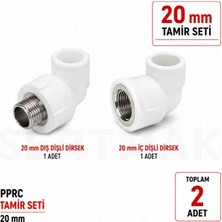 Fırat Pprc 20 mm Tamir Seti Iç Dişli + Dış Dişli Dirsek 1/2" 2 Parça Temiz Su Tesisat Ek Parçası