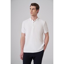 Morven  Erkek Ekru Trend Desenli Polo Yaka Tshirt