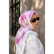 Ebru Tesettür Soft Çiçek Desen Eşarp Serisi Pembe