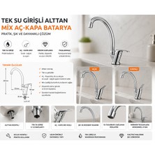 Mermerden Tek Su Girişli Batarya Alttan Tek Su Girişli Lavobo Eviyebataryası