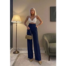 Sorvella Wear Kadın Ithal Doubleface Pileli Yüksek Bel Kumaş Pantolon